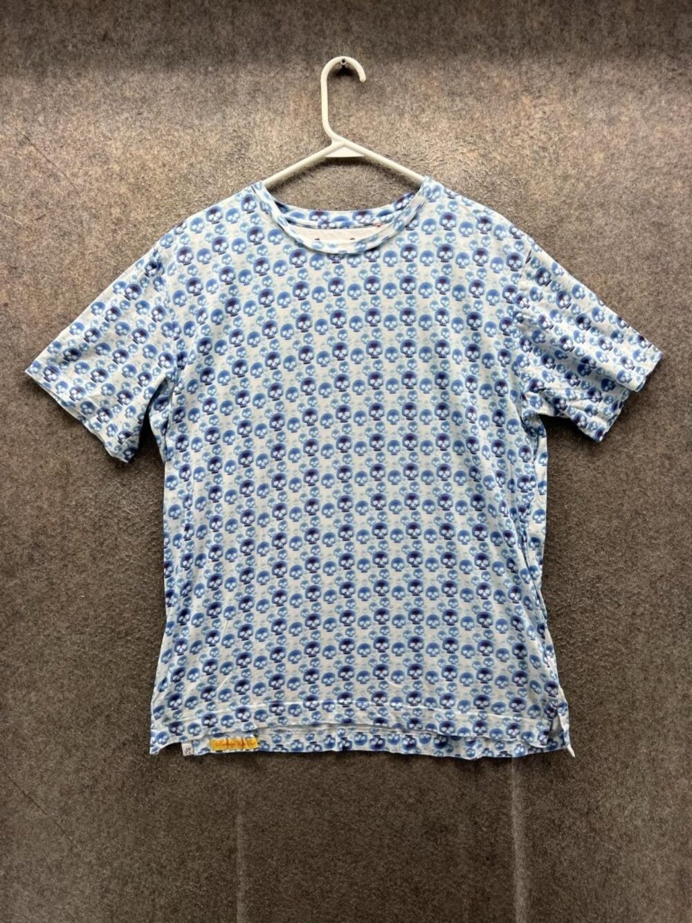 Robert Graham Shirt Mens Large Blue Skull Graphic Tee Crewneck Cotton Tagless